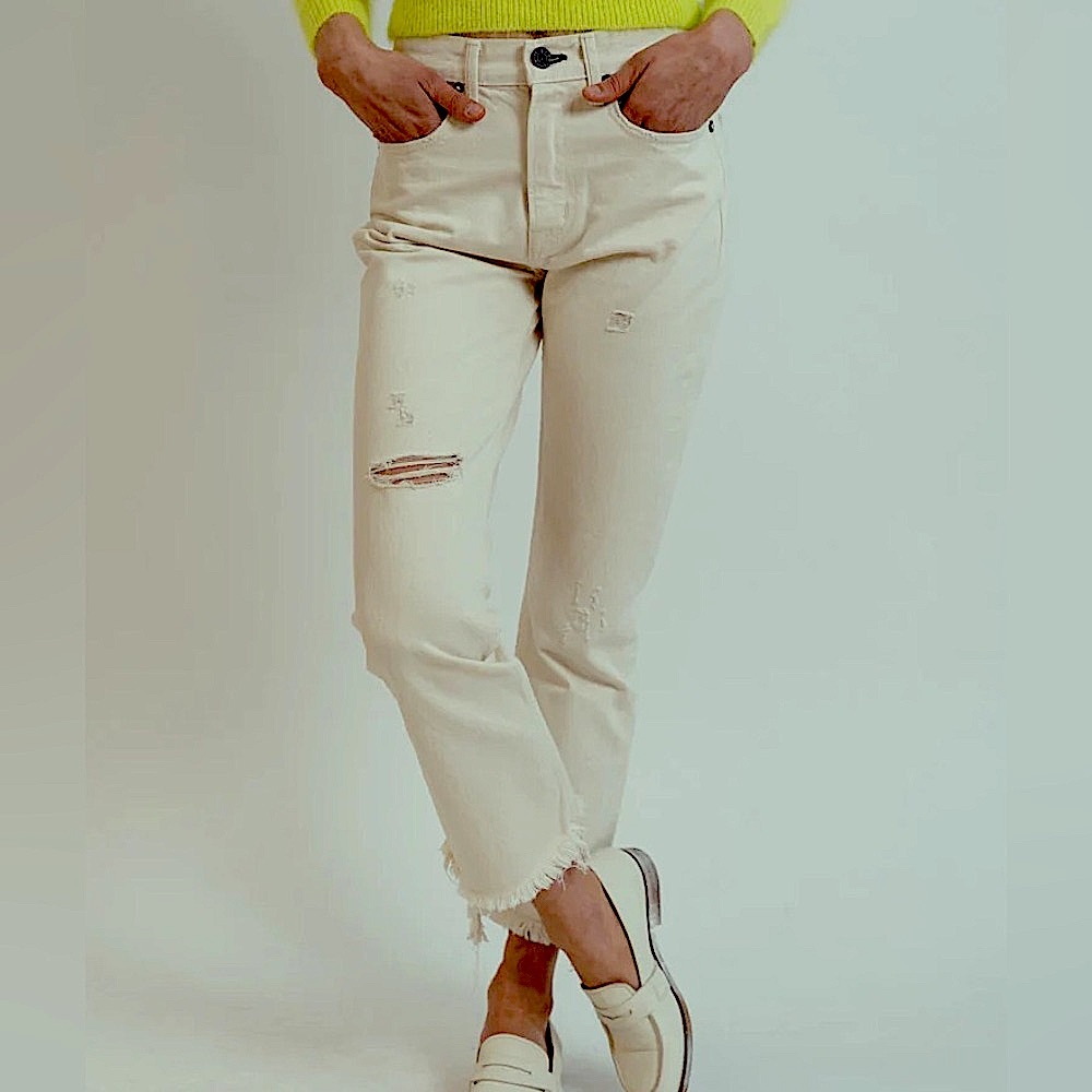 NOEND Denim Farrah Kick Flare in Bone